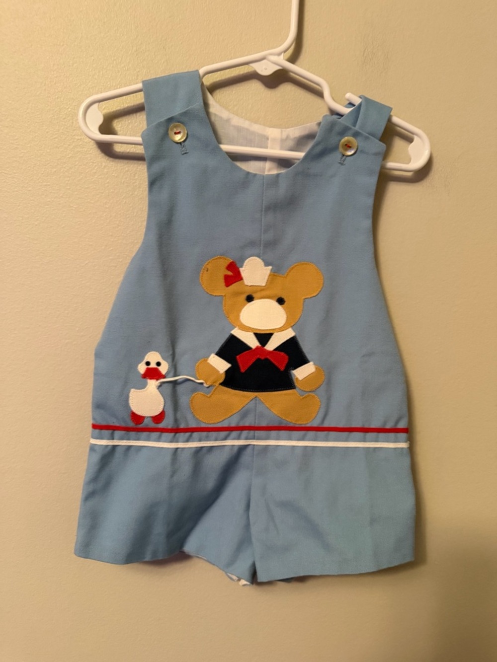 Chocolate Soup Blue Teddy Applique Kids Romper
